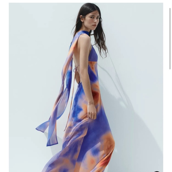 Zara Foulard Print Long Dress - Picture 2 of 3